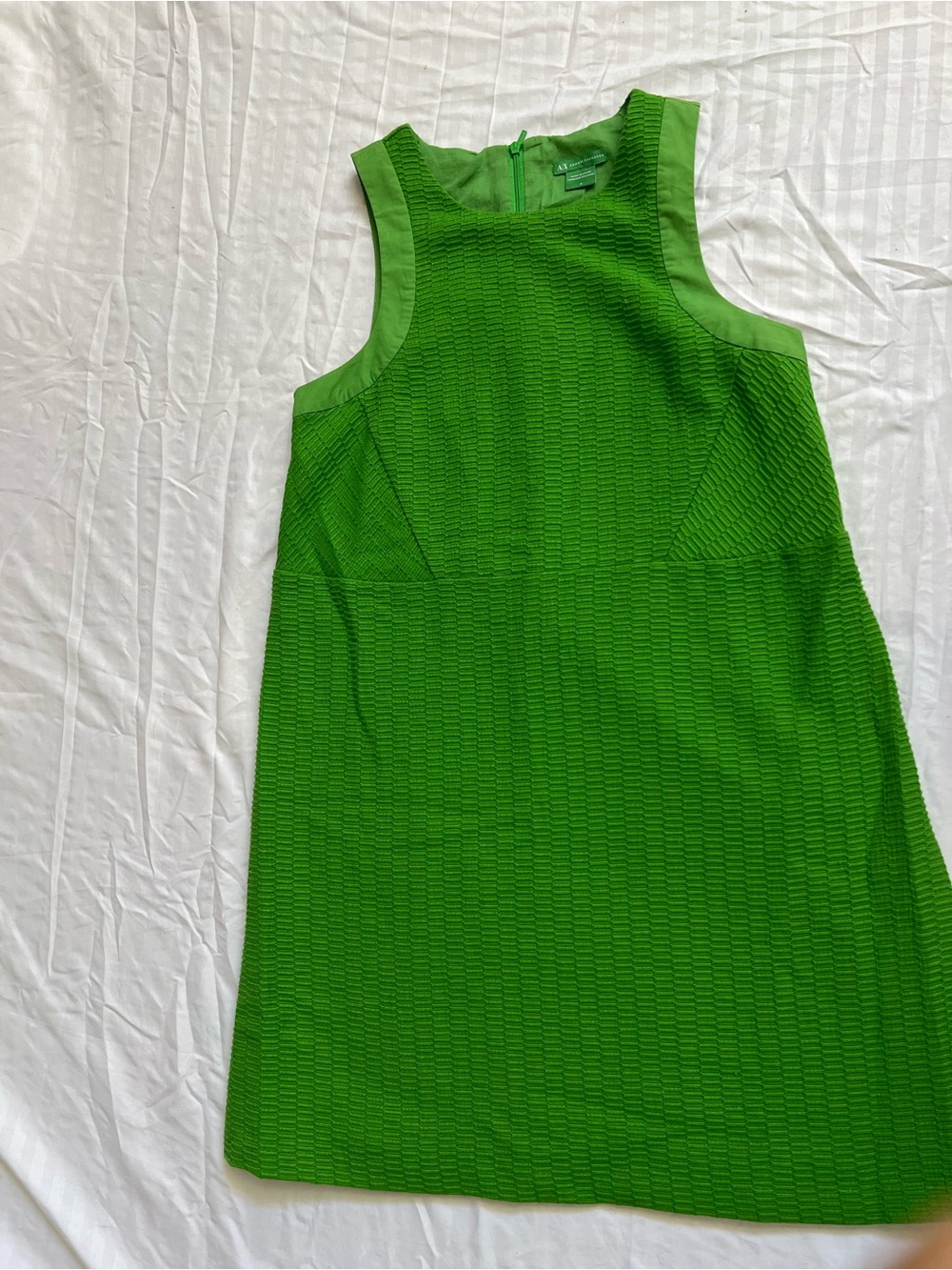 A/X Armani Exchange Bright Green Textured Sleeveless Shift Dress